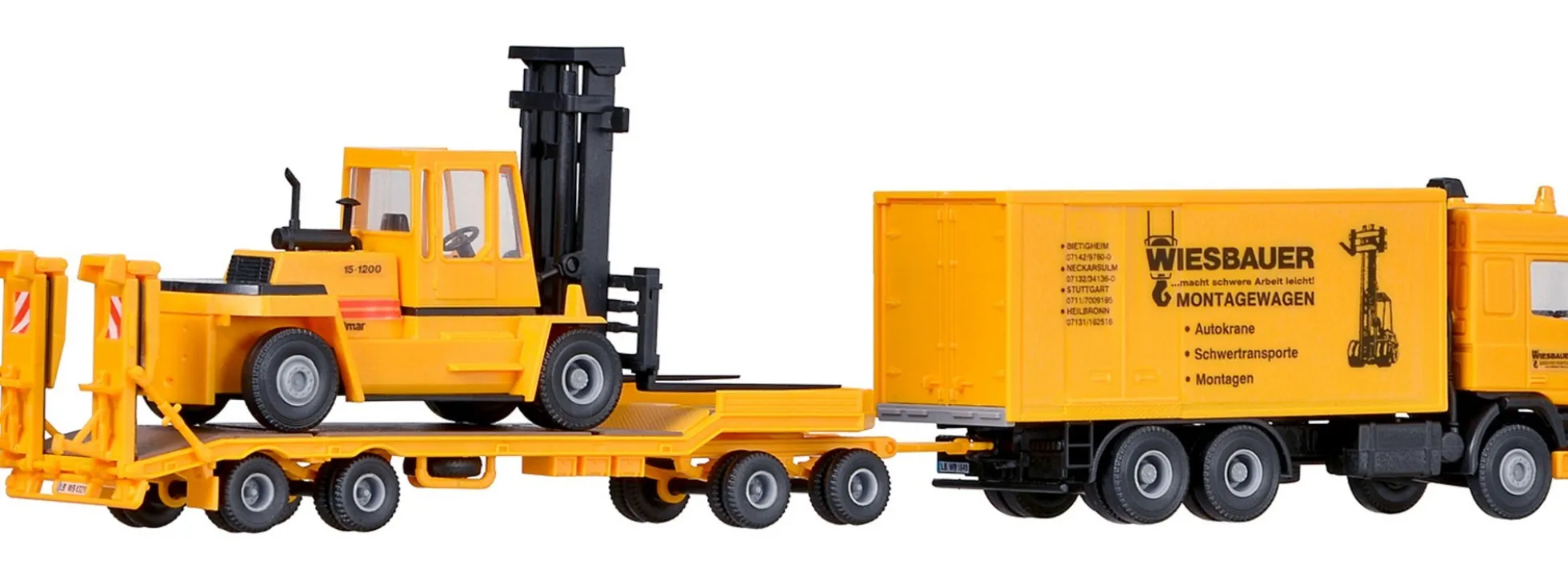 kibri 13580 DAF Zugmaschine mit Tiefladeanhänger und Stapler | LKW-Modell Bausatz 1:87