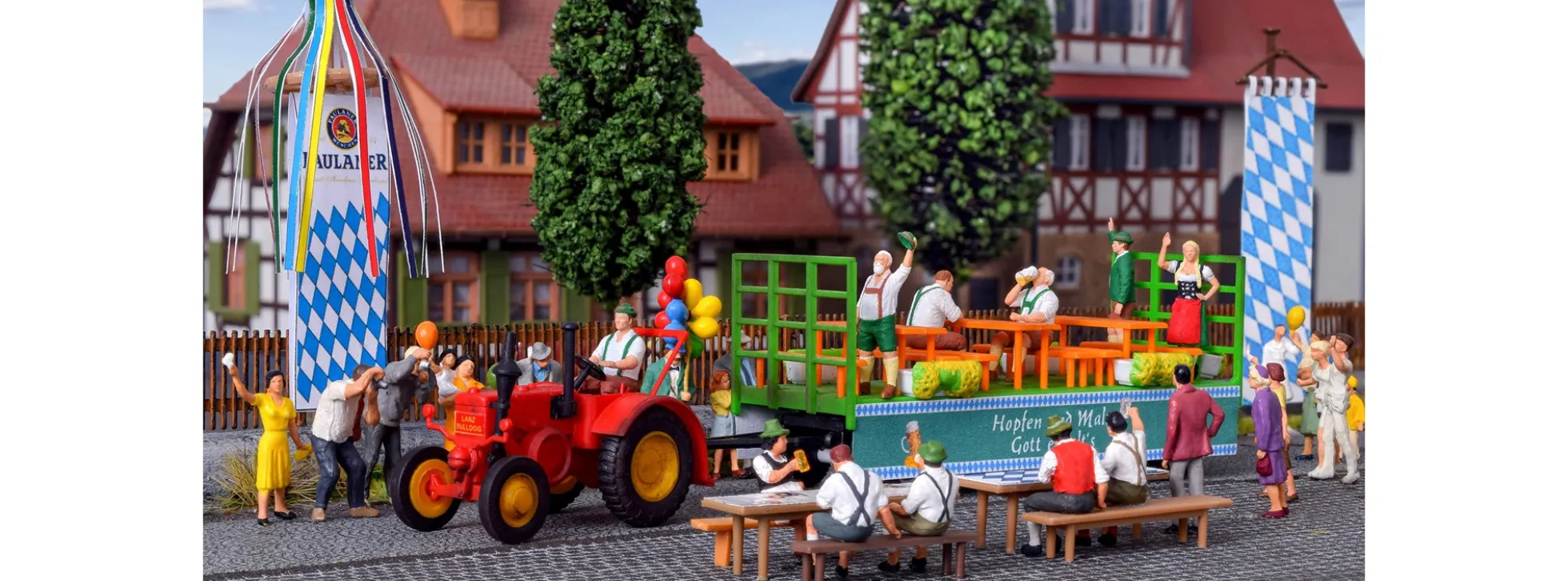 kibri 12226 LANZ Traktor mit Festwagen | Bausatz Spur H0