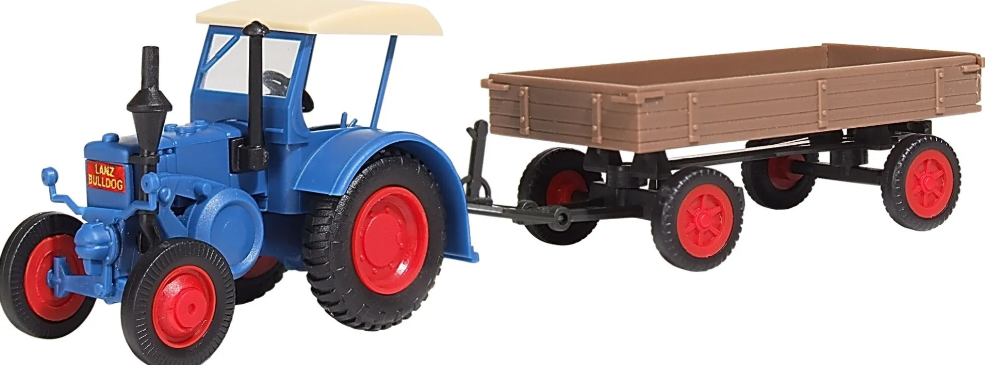 kibri 12232 LANZ Traktor mit Gummiradwagen Bausatz Spur H0