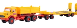 kibri 14125 Mercedes-Benz Kurzhauber mit Tiefladeanhänger Bausatz Spur H0