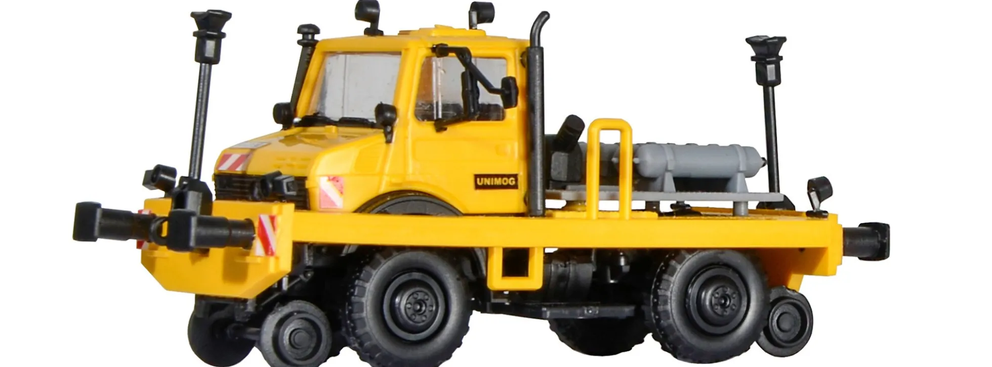 kibri 16062 Zweiwege UNIMOG mit Fahrleitungsbauwagen Bausatz Spur H0