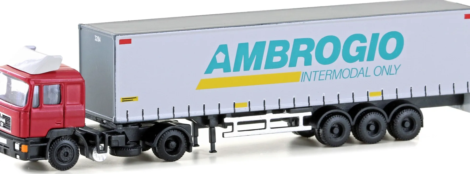 LEMKE LC4071 MAN F90 Gardinenplanen-Sattelzug Ambrogio | LKW-Modell 1:160