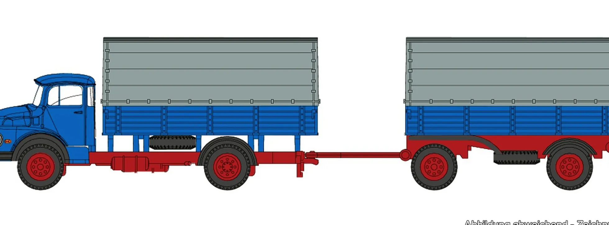 LEMKE LC3482 Mercedes-Benz L322 HZ Pritsche/Plane blau/rot | LKW-Modell 1:160