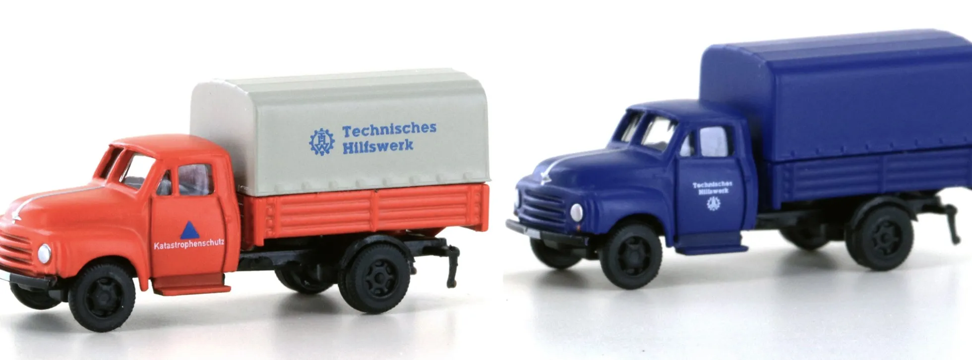 LEMKE LC3235 Opel Blitz Pritsche/Plane THW+Katastrophenschutz | 2-tlg. | LKW-Modelle 1:160
