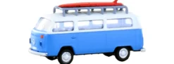 LEMKE LC3969 VW T2 Bus mit Surfbrett blau/weiß | Modellauto 1:160