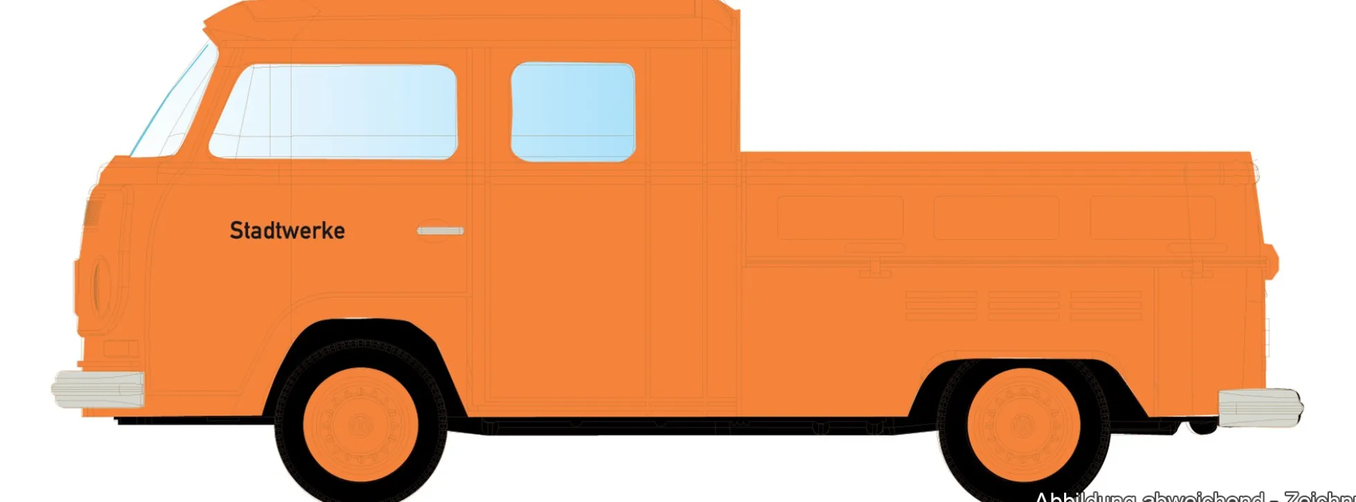 LEMKE LC3961 VW T2 DoKa Stadtwerke | Modellauto 1:160