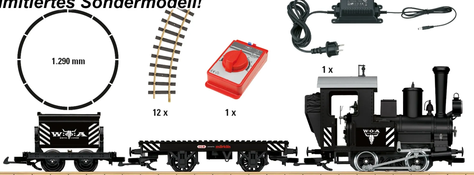 LGB 70505 Startset Dampflok mit Güterzug W:O:A® Party On | analog | Spur G
