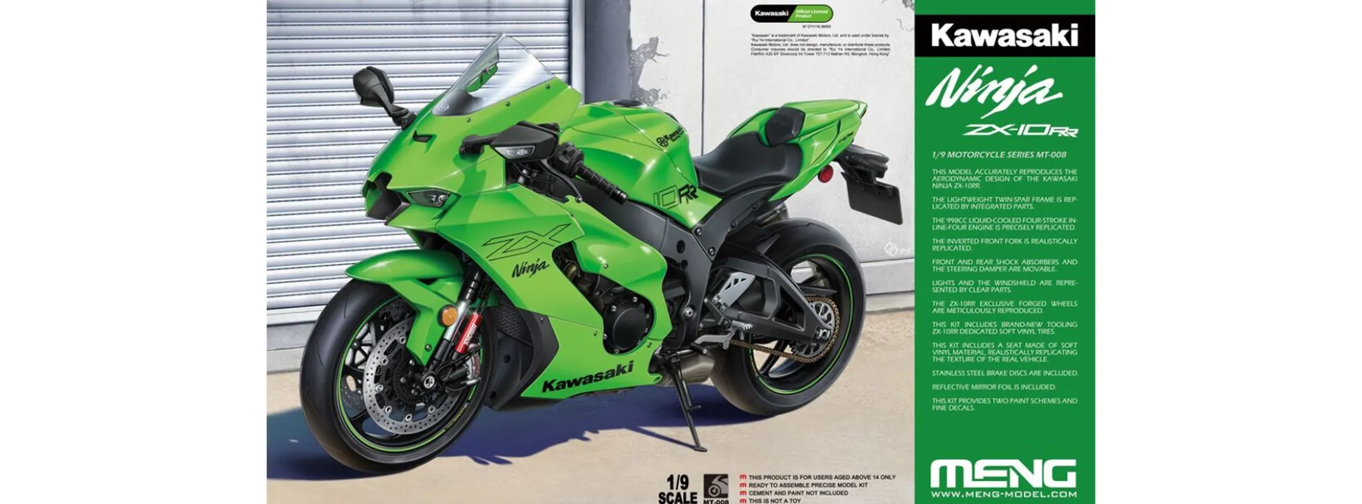MENG MT-008 Kawasaki Ninja ZX-10RR | Motorrad Bausatz 1:9