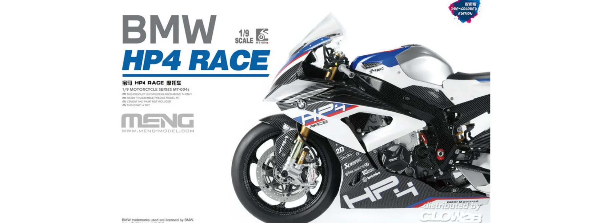MENG MT-004S BMW HP4 Race | Vorlackiert | Motorrad Bausatz 1:9