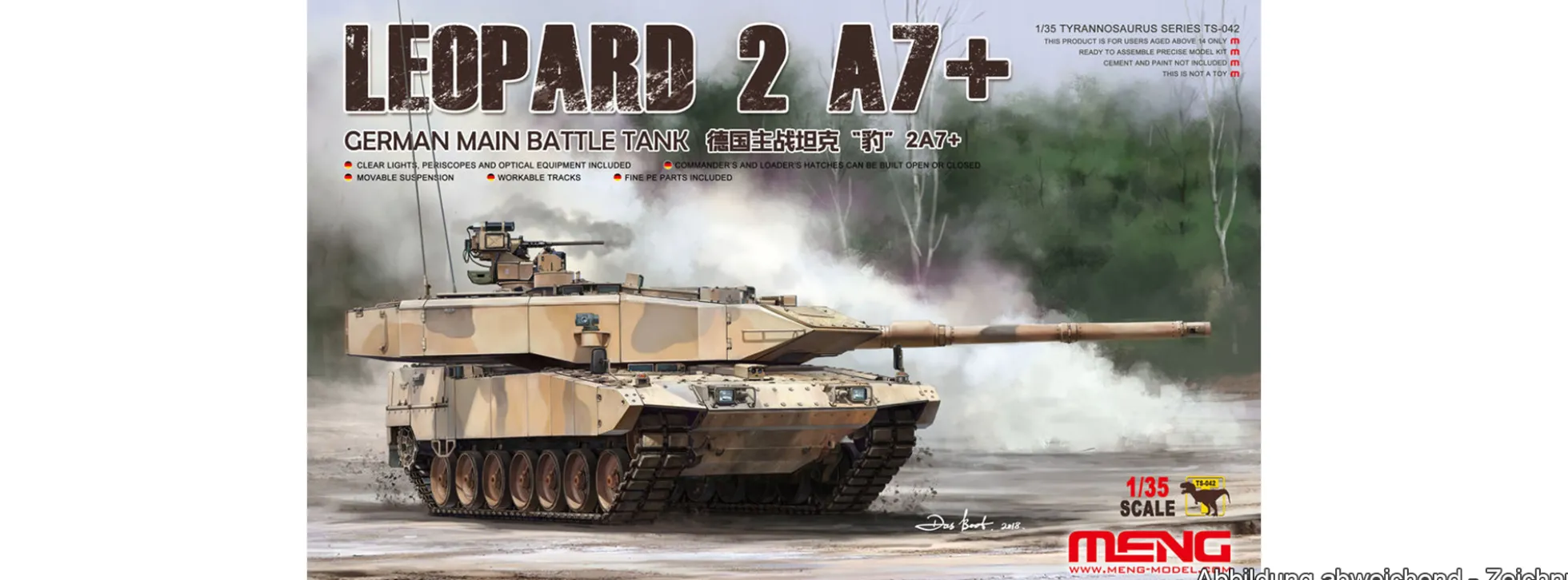 MENG TS-042 Deutscher Main Battle Tank Leopard 2A7+ | Panzer Bausatz 1:35