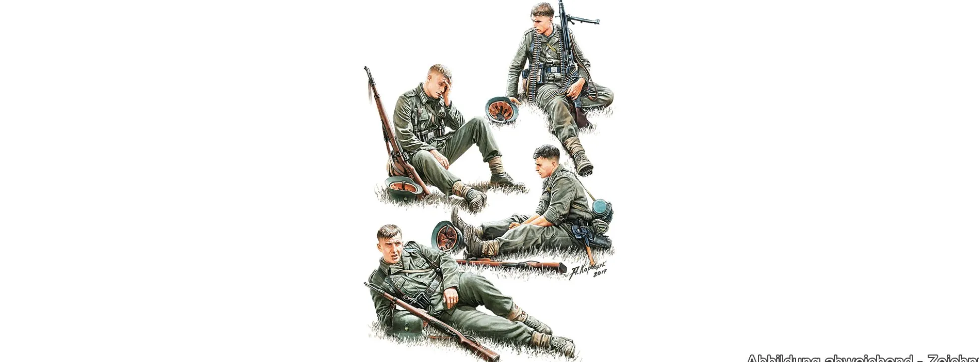 MiniArt 550035266 Deutsche Infanterie-Soldaten am Rasten | 4 Stück | Figuren Bausatz 1:35