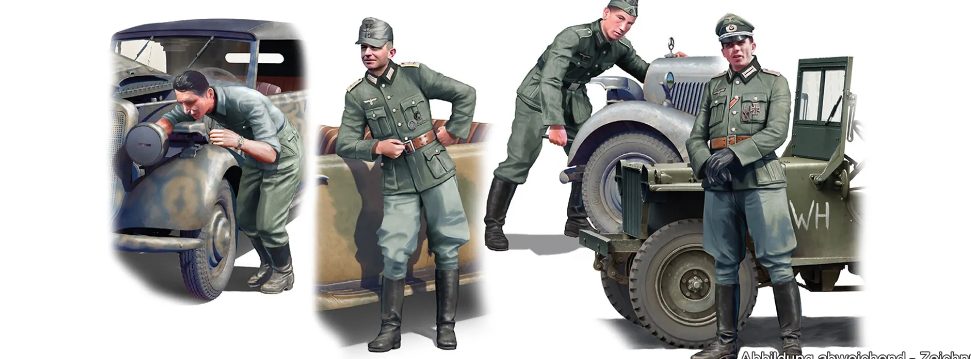 MiniArt 550035345 Deutsche Kraftfahrer und Offiziere | 4 Stück | Figuren Bausatz 1:35