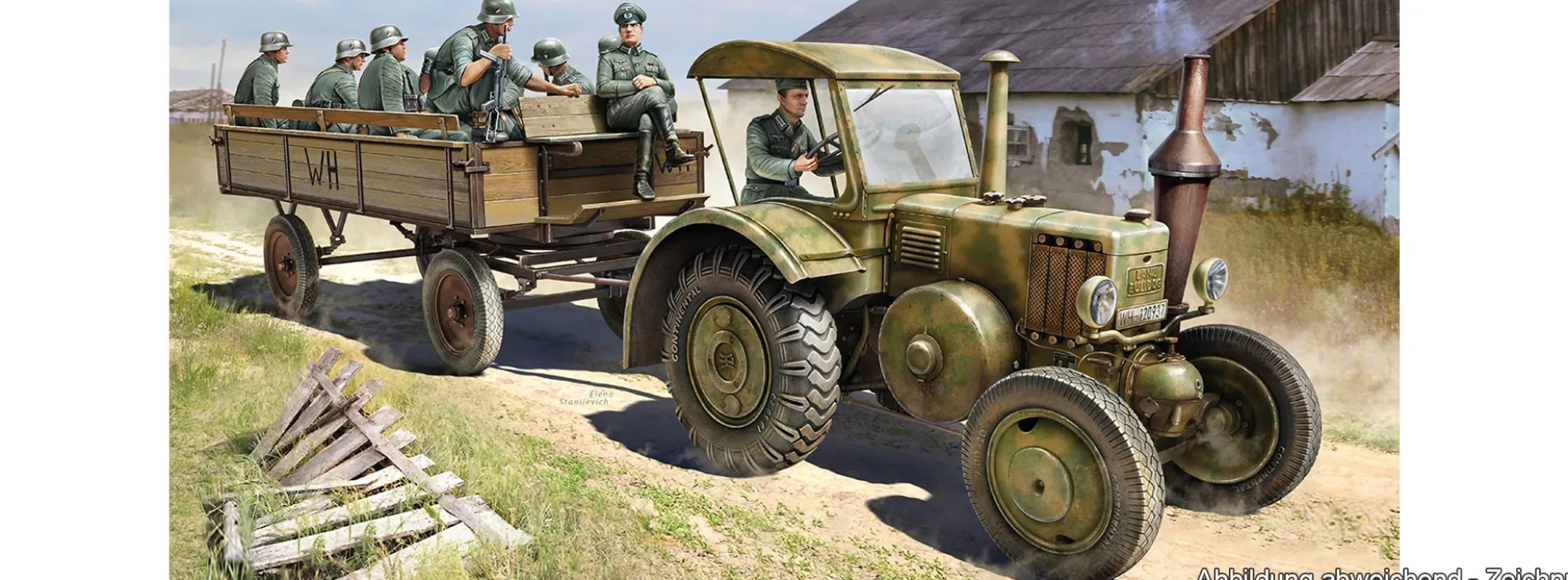 MiniArt 550035314 Deutscher Traktor D8506 mit Anhänger und Figuren | Militär Bausatz 1:35