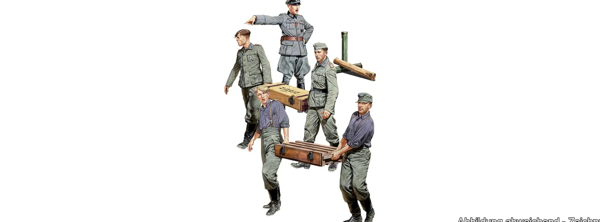 MiniArt 550035384 Deutsche Soldaten mit Munitionskisten | Figuren Bausatz 1:35