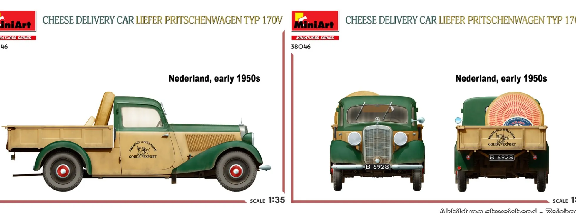 MiniArt 38046 Käselieferwagen Pritschenwagen Typ 170V mit Zubehör | Auto Bausatz 1:35