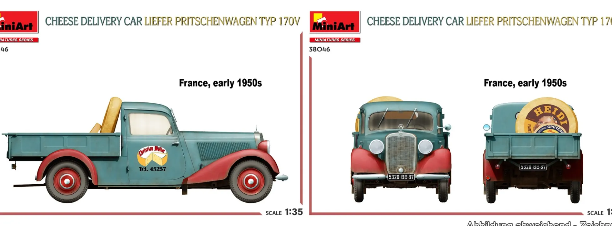 MiniArt 38046 Käselieferwagen Pritschenwagen Typ 170V mit Zubehör | Auto Bausatz 1:35