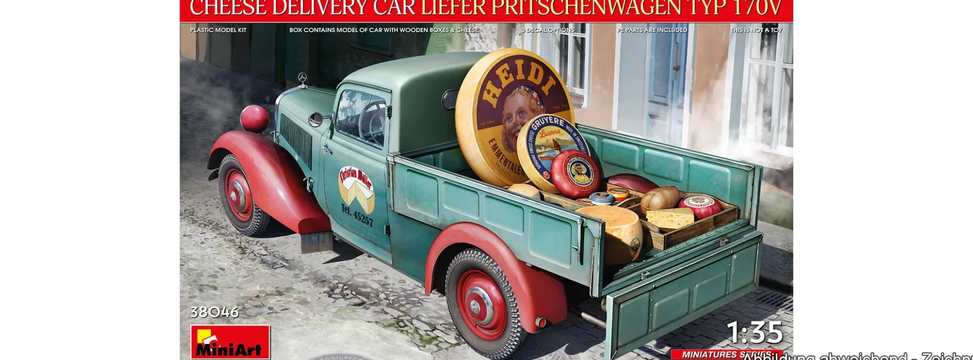 MiniArt 38046 Käselieferwagen Pritschenwagen Typ 170V mit Zubehör | Auto Bausatz 1:35