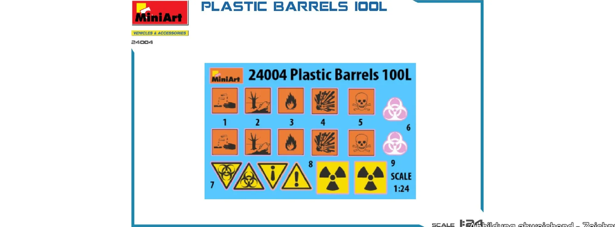 MiniArt 24004 Kunststoff-Fässer 100 Liter | Zubehör Bausatz 1:24