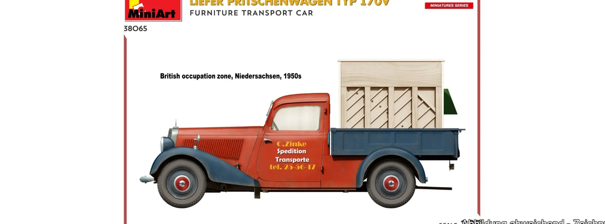 MiniArt 38065 Liefer Pritschenwagen Typ 170V als Möbeltransporter | Auto Bausatz 1:35