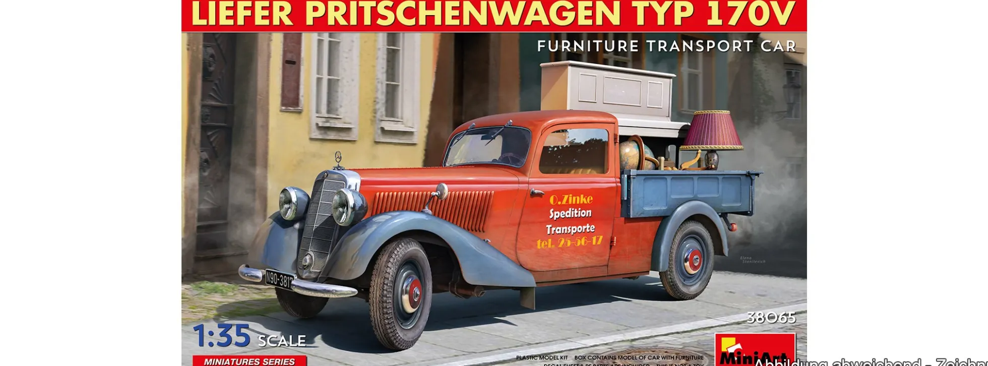 MiniArt 38065 Liefer Pritschenwagen Typ 170V als Möbeltransporter | Auto Bausatz 1:35