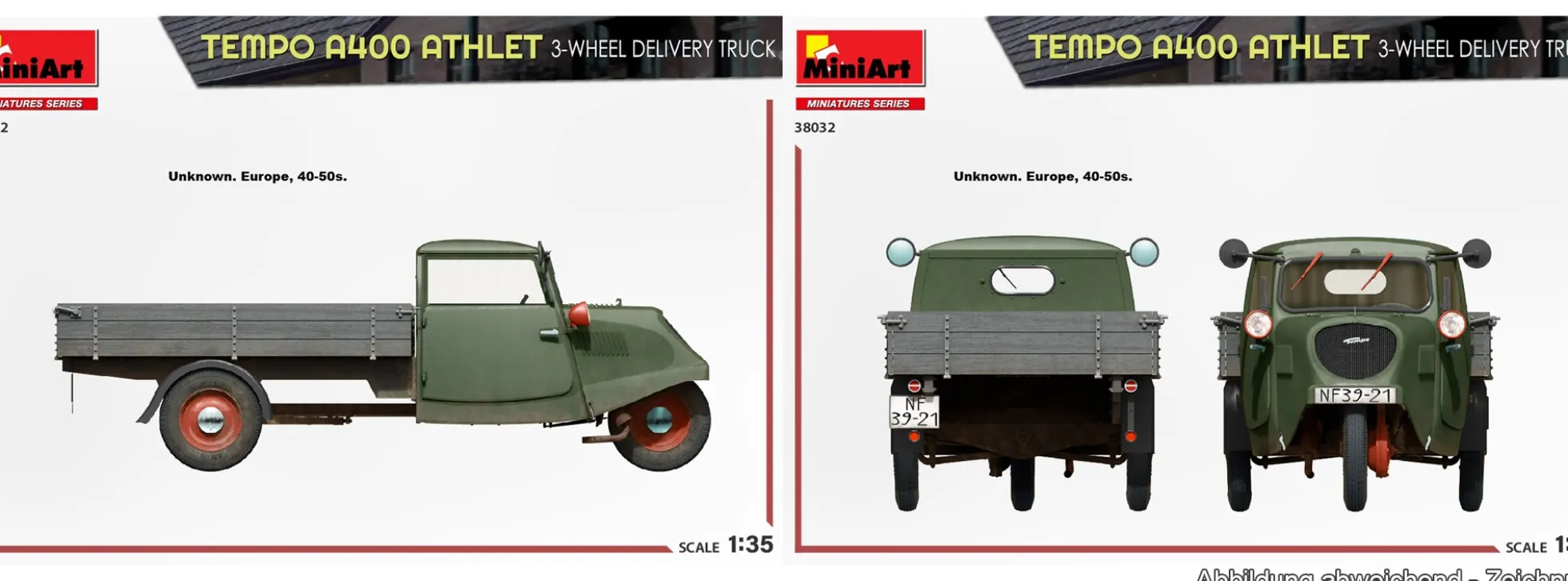MiniArt 38032 Tempo A400 Athlet 3-Rad Transporter | Auto Bausatz 1:35