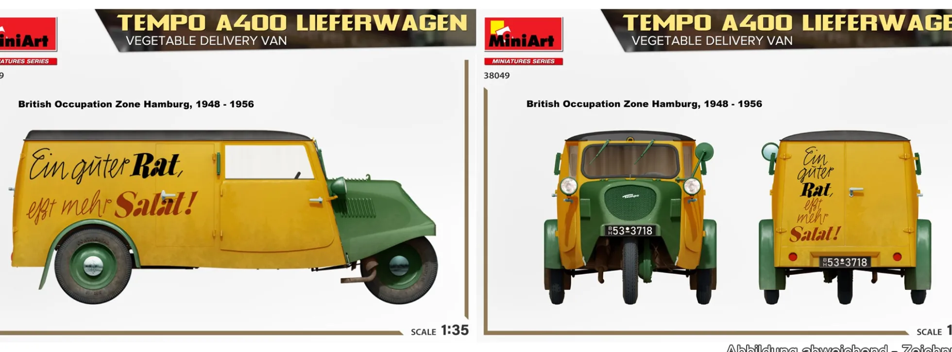 MiniArt 38049 Tempo A400 Lieferwagen Obst- und Gemüsehandel 3-Rad | Auto Bausatz 1:35