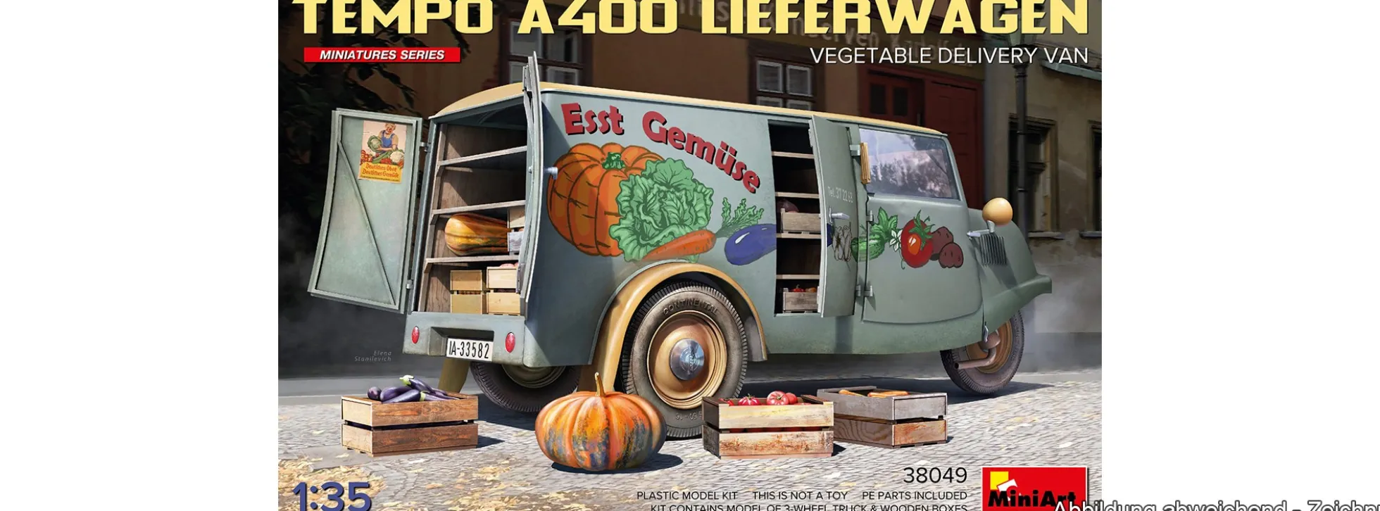 MiniArt 38049 Tempo A400 Lieferwagen Obst- und Gemüsehandel 3-Rad | Auto Bausatz 1:35