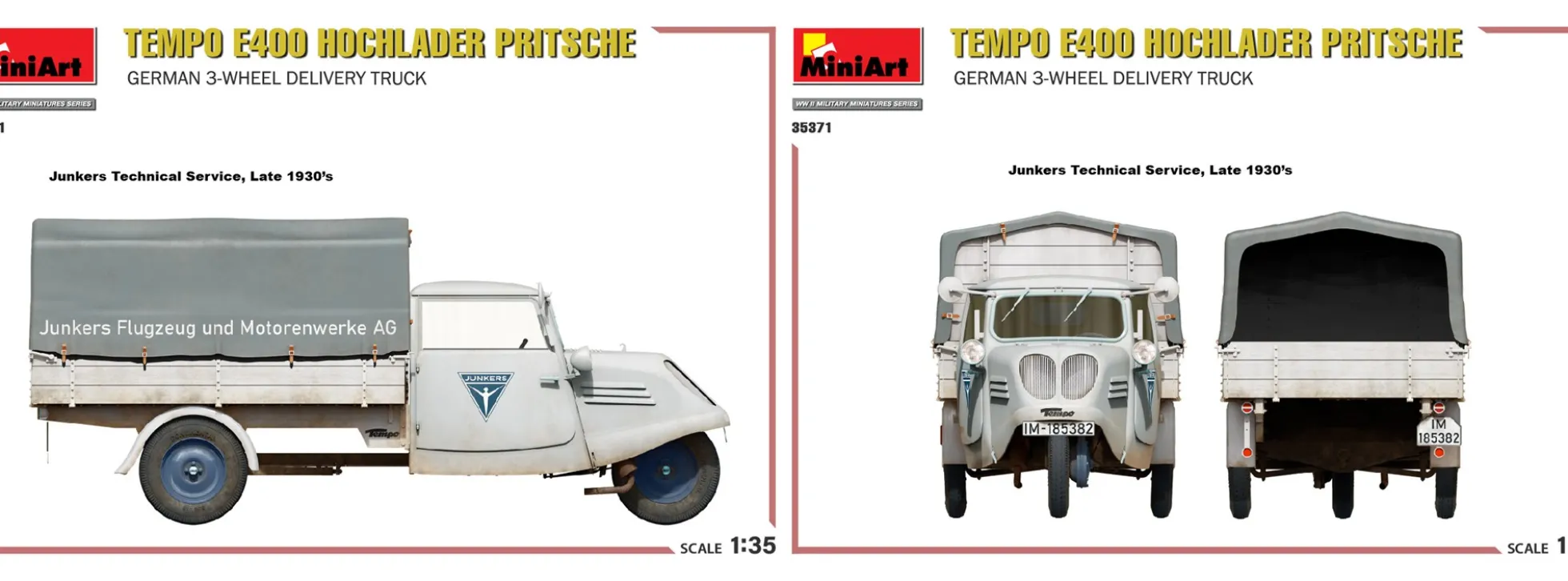 MiniArt 35371 Tempo E400 Hochlader Pritsche 3-Rad | Auto Bausatz 1:35