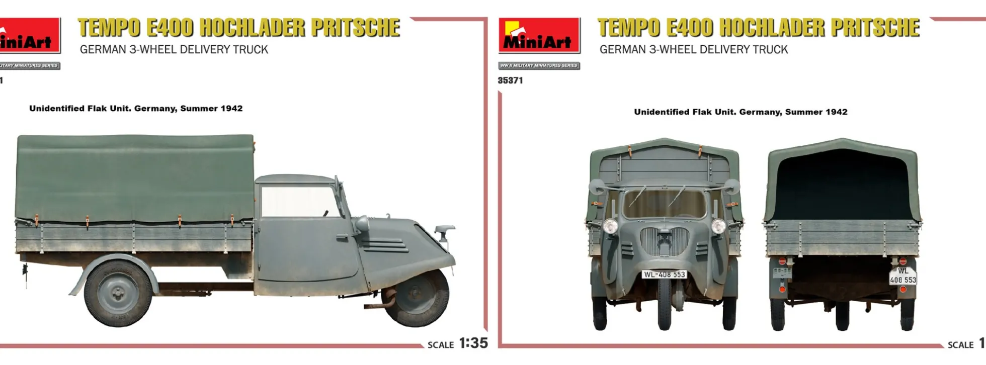MiniArt 35371 Tempo E400 Hochlader Pritsche 3-Rad | Auto Bausatz 1:35