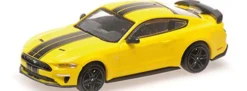 MINICHAMPS 870087027 Ford Mustang VI Coupe 2018 gelb mit schwarzen Streifen Automodell 1:87