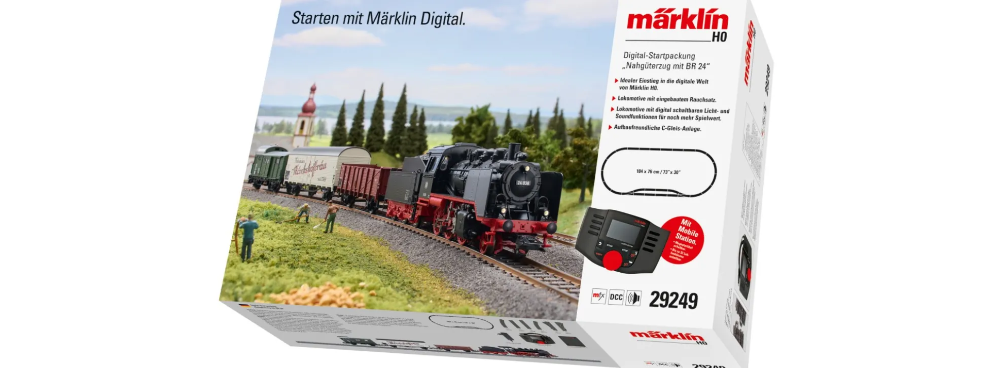 märklin 29249 Digital-Startpackung BR 24 Nahgüterzug DB | mfx+ Sound + Dampf | Spur H0