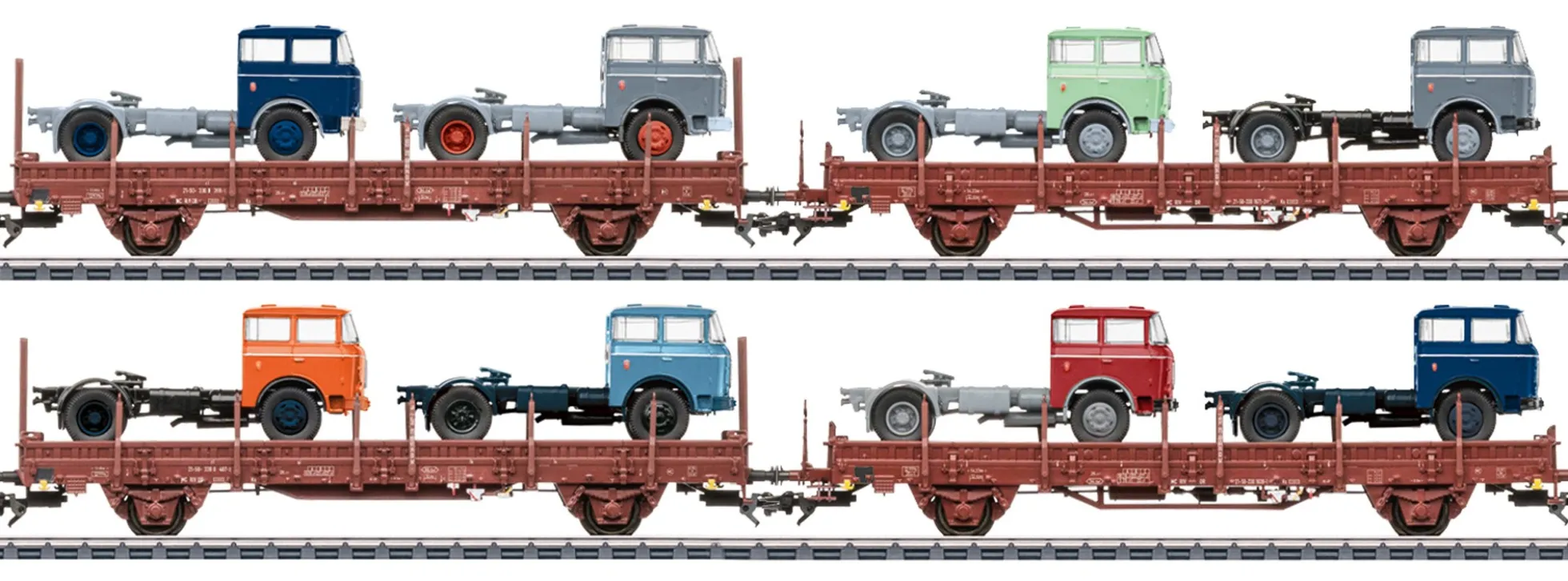 märklin 46406 4-tlg. Rungenwagen-Set Fahrzeugtransport DR | Spur H0