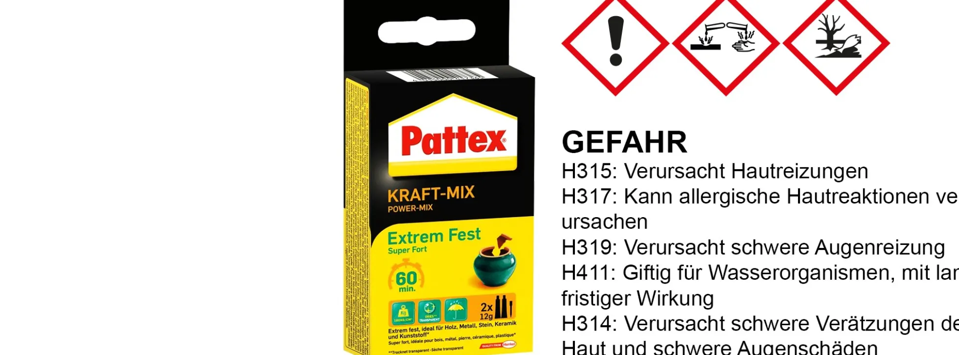 Pattex PK6FT KRAFT-MIX Extrem Fest 2 Komponenten-Kleber in Tuben | Inhalt 2 x 12 g