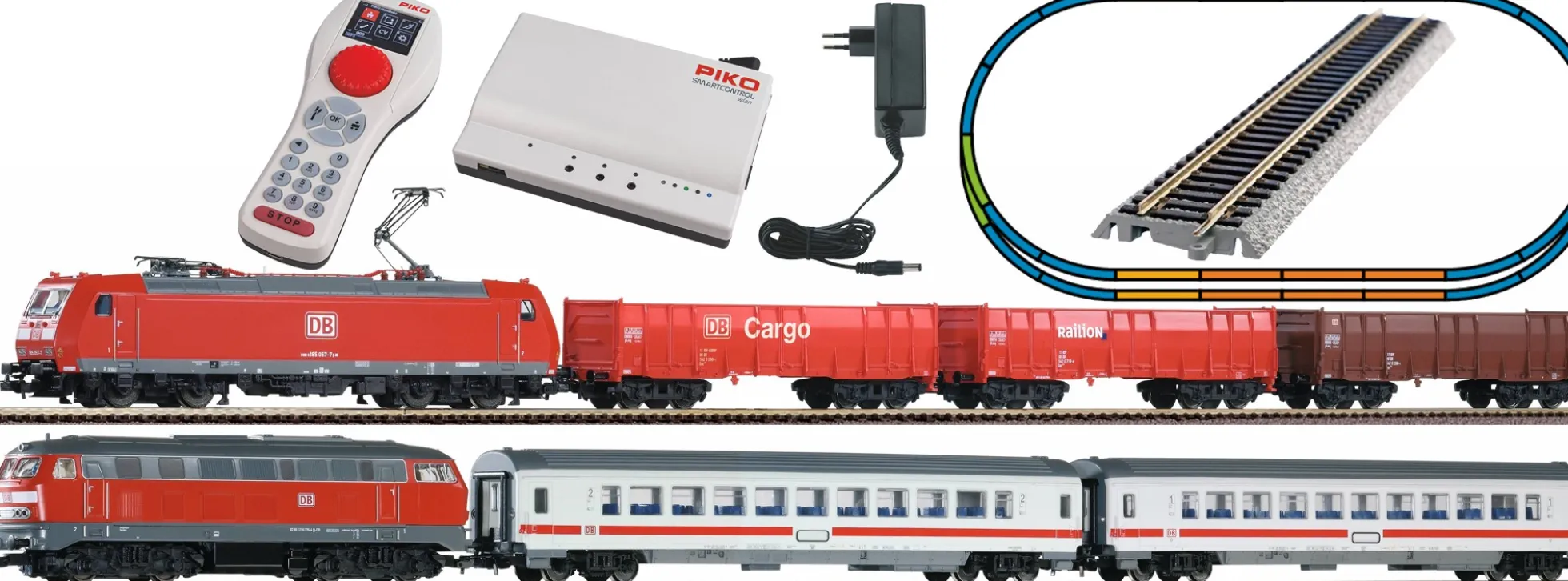 PIKO 59014 Start-Set BR 185 + 218 DB AG | SmartControl WLAN | DCC | Spur H0