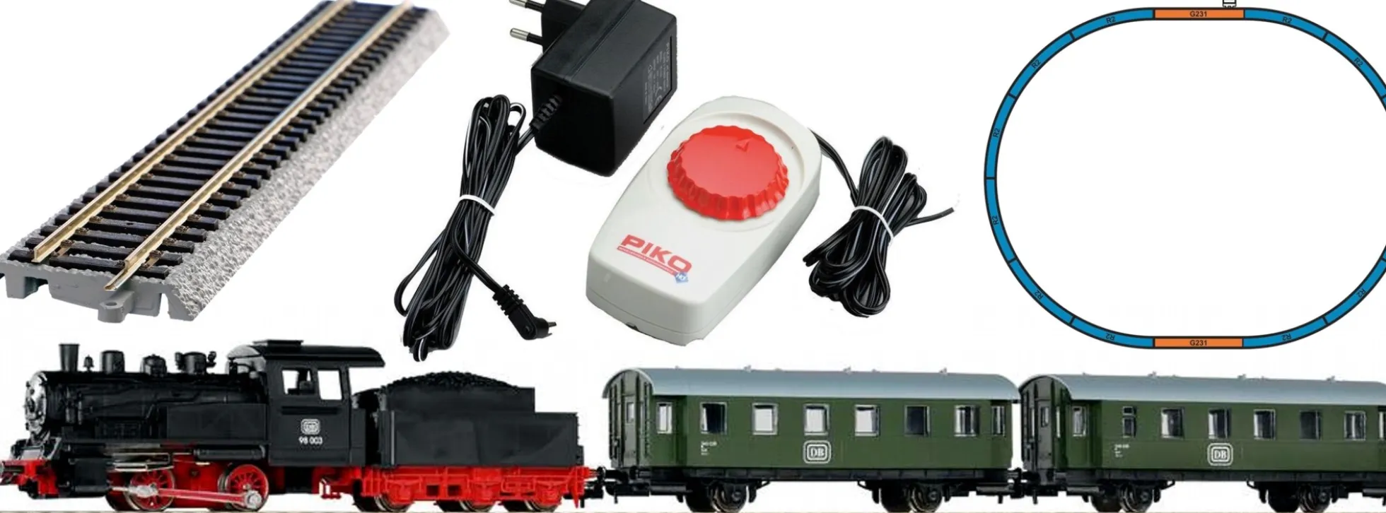 PIKO 57112 Start-Set Dampflok mit Personenzug DB | DC analog | Spur H0