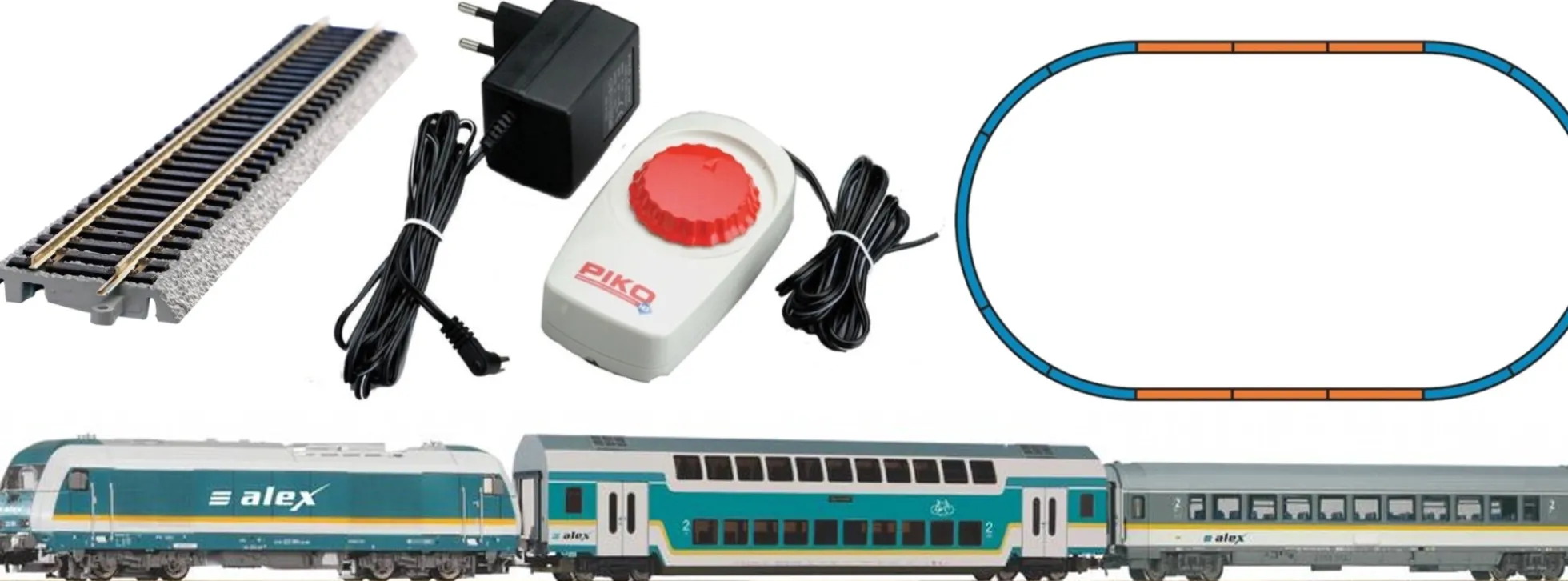 PIKO 57139 Start-Set Herkules mit Personenzug Alex | DC analog | Spur H0