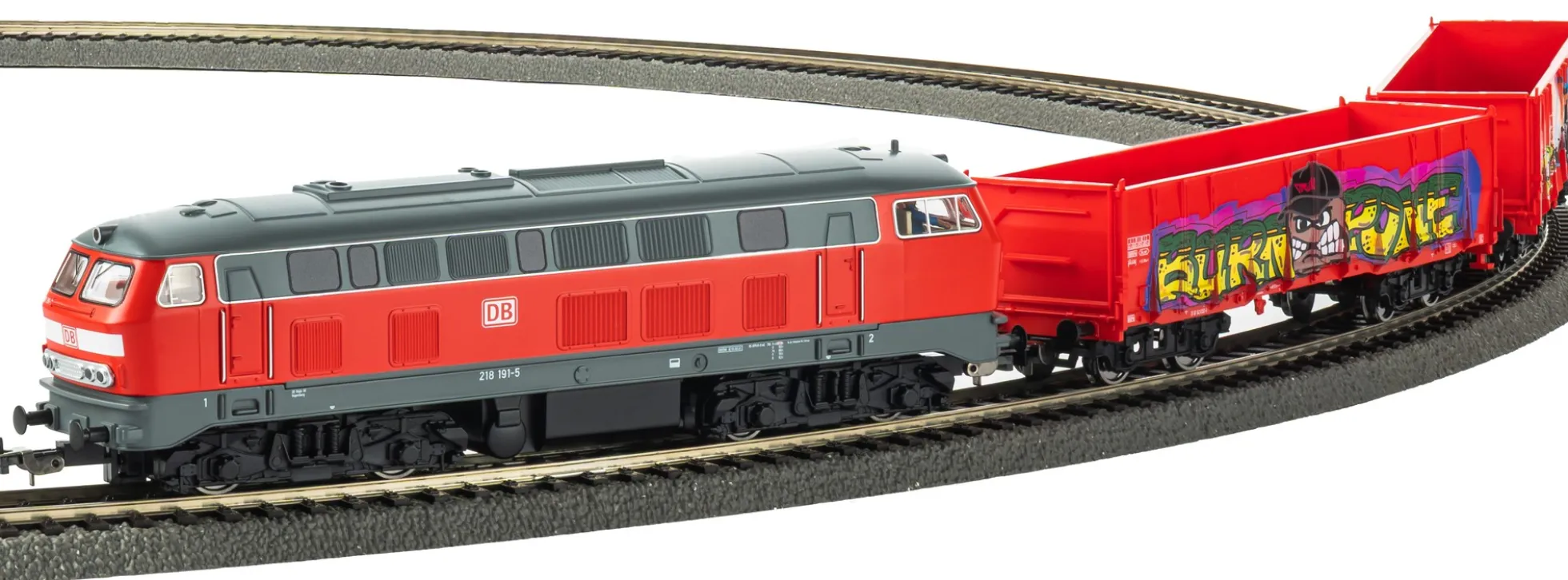 PIKO 57032 Start-Set kids BR 218 + Güterzug DB AG | Bettungsgleis | DC analog | Spur H0