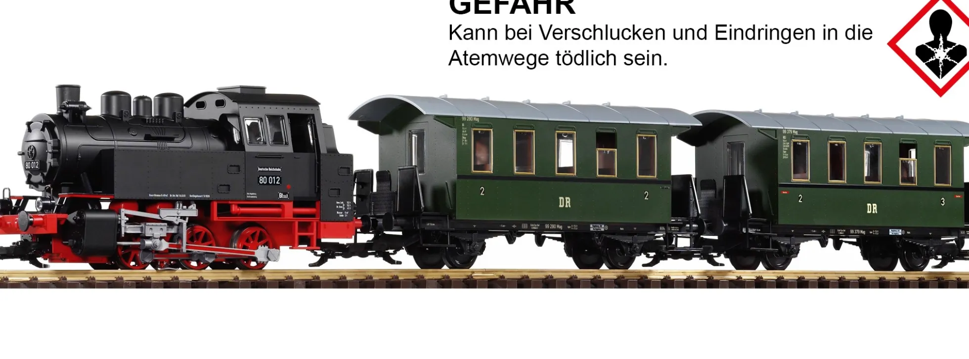 PIKO 37125 Start-Set Personenzug mit Dampflok BR 80 DB Spur G
