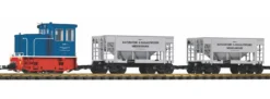 PIKO 37151 Start Set Werkbahn Diesellok GE 25T mit 2 Schüttgutwagen 230V | Spur G