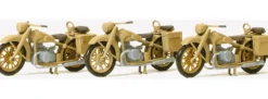 Preiser 16572 BMW R12 Motorrad Wehrmacht | 3 Stück | Bausatz Spur H0