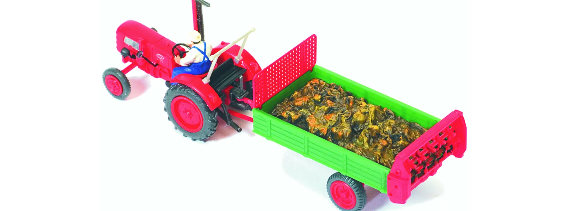 Preiser 17940 Fahr Traktor mit Einachs-Dungstreuer | Landwirtschaftsmodell 1:87