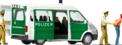 Preiser 33248 Ford Transit Polizeifahrzeug mit geöffneten Türen | Blaulichtmodell 1:87