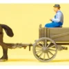 Preiser 30411 Kastenwagen mit Pferden + Bauer | Miniaturfiguren H0