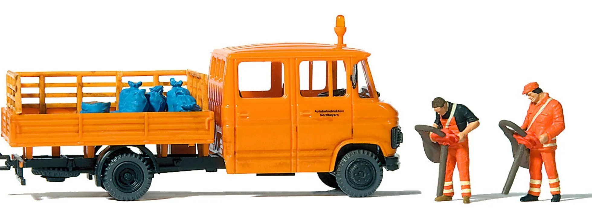 Preiser 33262 MB L407D Straßenmeisterei mit 2 Figuren | Automodell 1:87