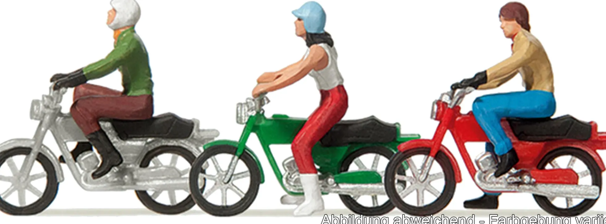 Preiser 10126 Mokickfahrer | 3 Stück | Figuren Spur H0