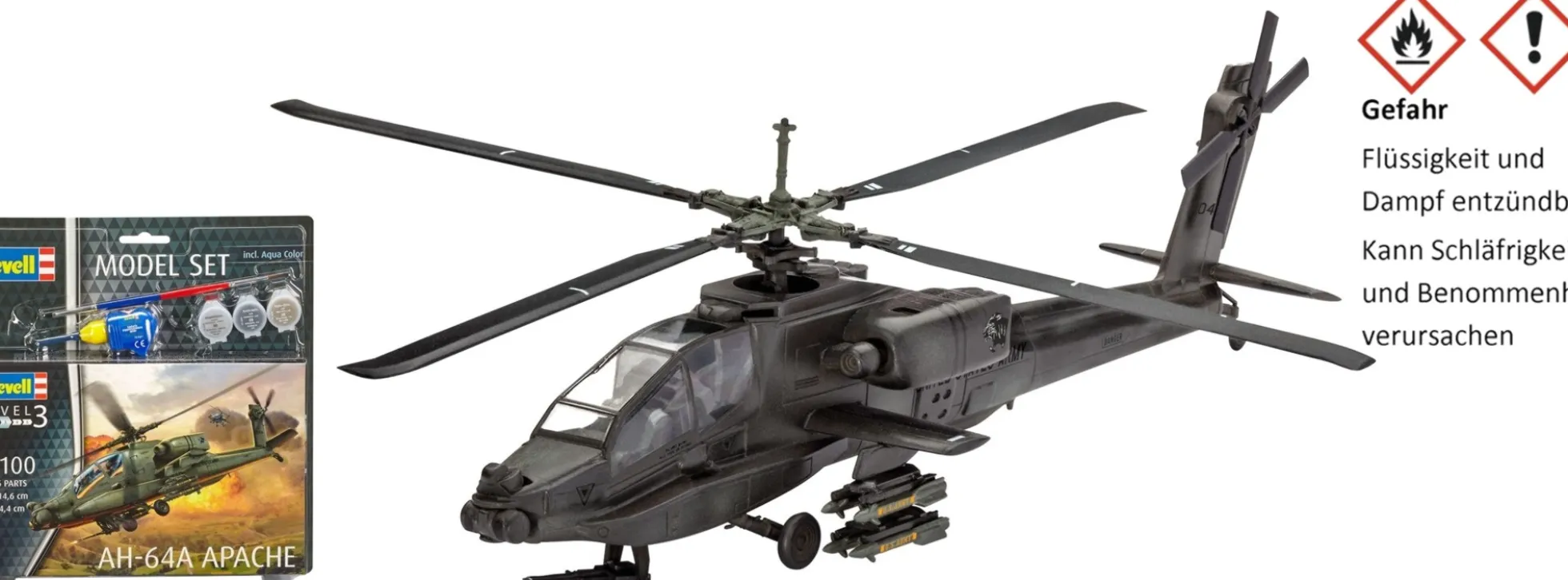 Revell 64985 AH-64A Apache Model Set | Hubschrauber Bausatz 1:100