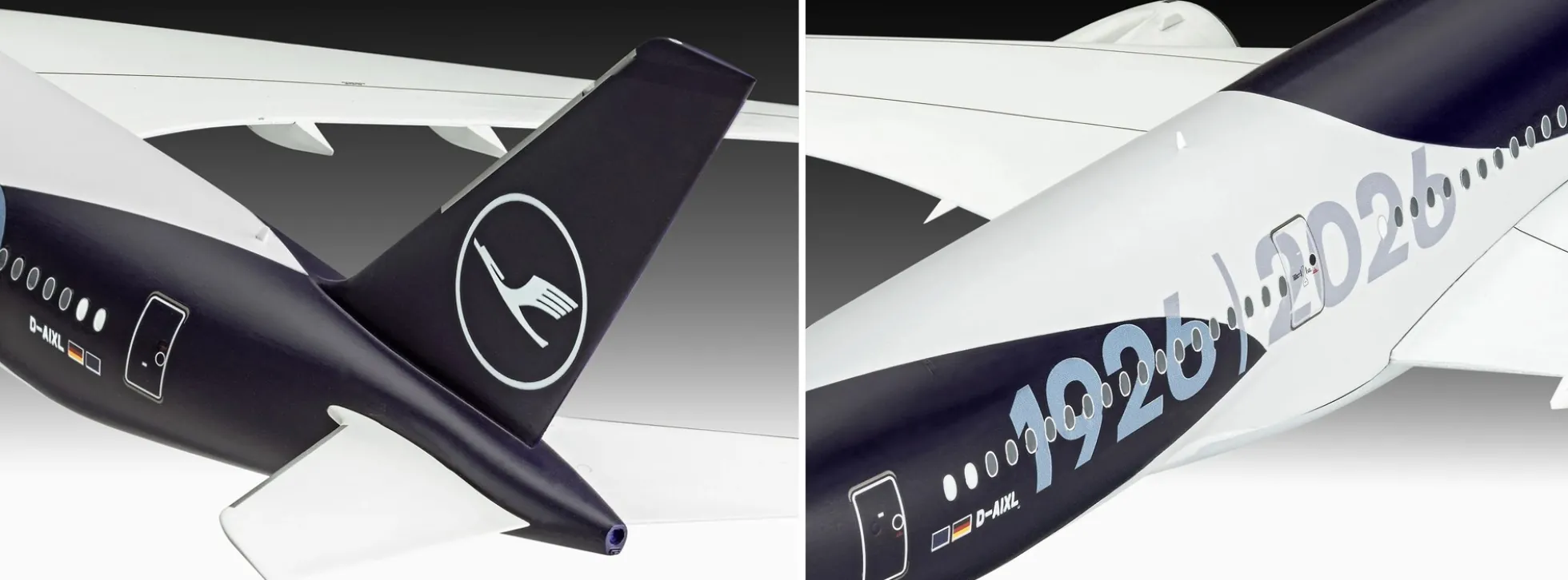 Revell 05612 Airbus A350-900 - 100 Jahre Lufthansa | Geschenkset | Flugzeug Bausatz 1:144