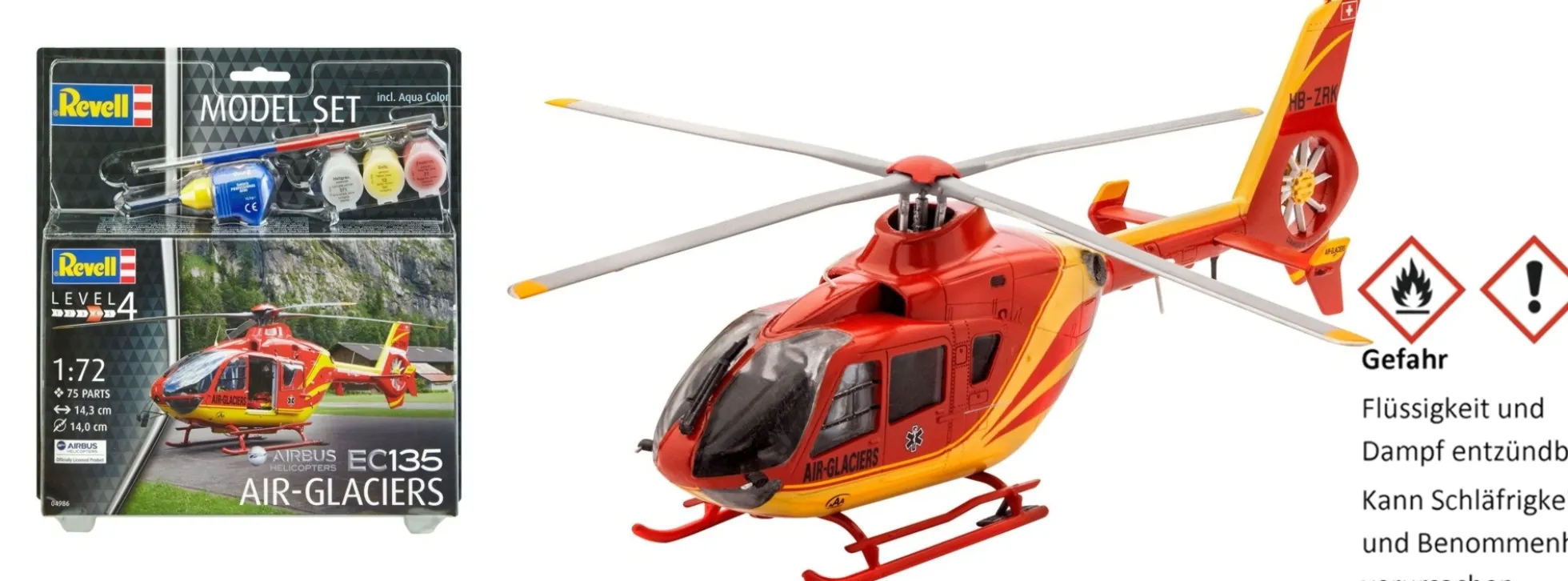 Revell 64986 Airbus Helicopters EC 135 Air Glaciers Model Set | Hubschrauber Bausatz 1:72