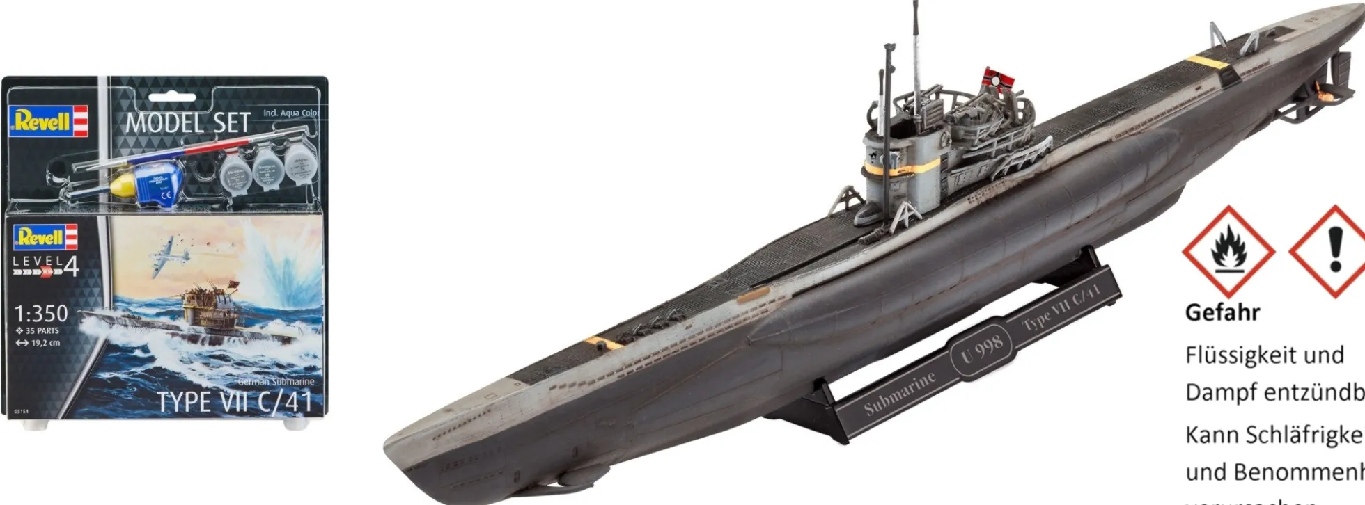 Revell 65154 Deutsches U-Boot Typ VII C/41 Model-Set | U-Boot Bausatz 1:350