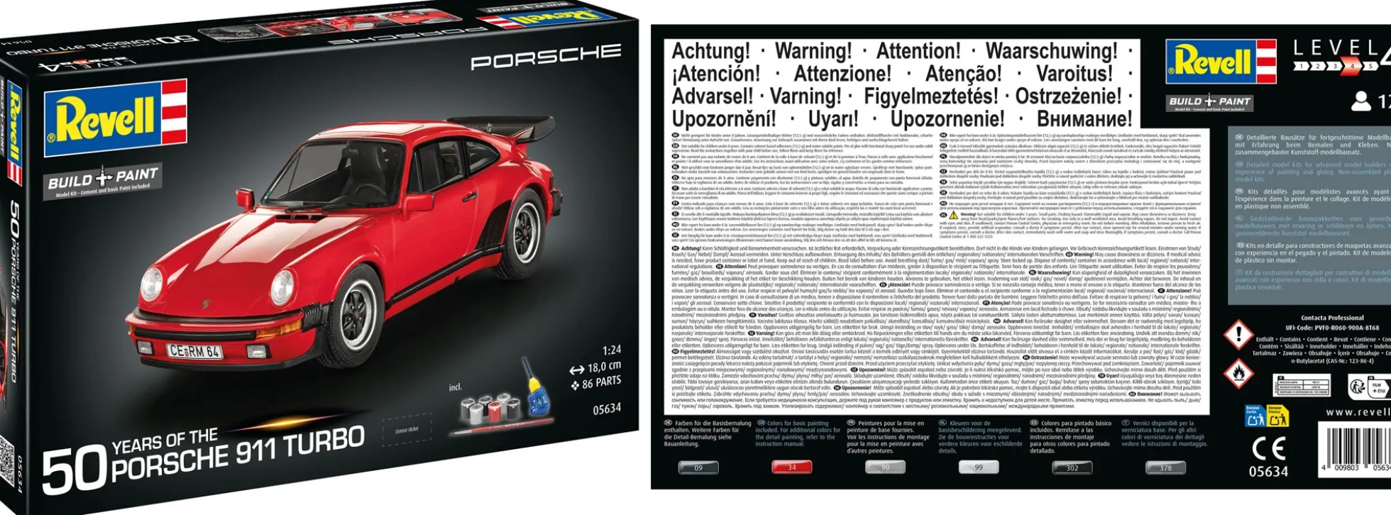 Revell 05634 Geschenkset Porsche 911 Turbo 50. Jahrestag | Auto Bausatz 1:24